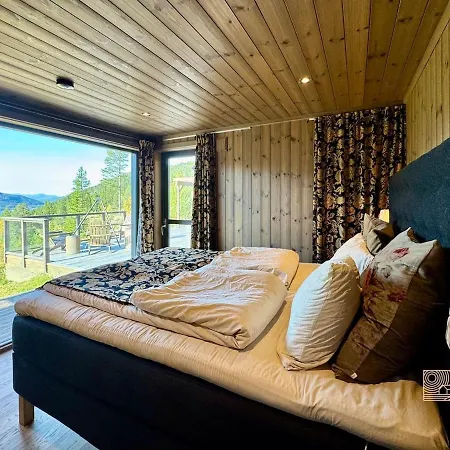 בית נופש Modern With Panoramic View, Sauna And Fire Pit Espedalen